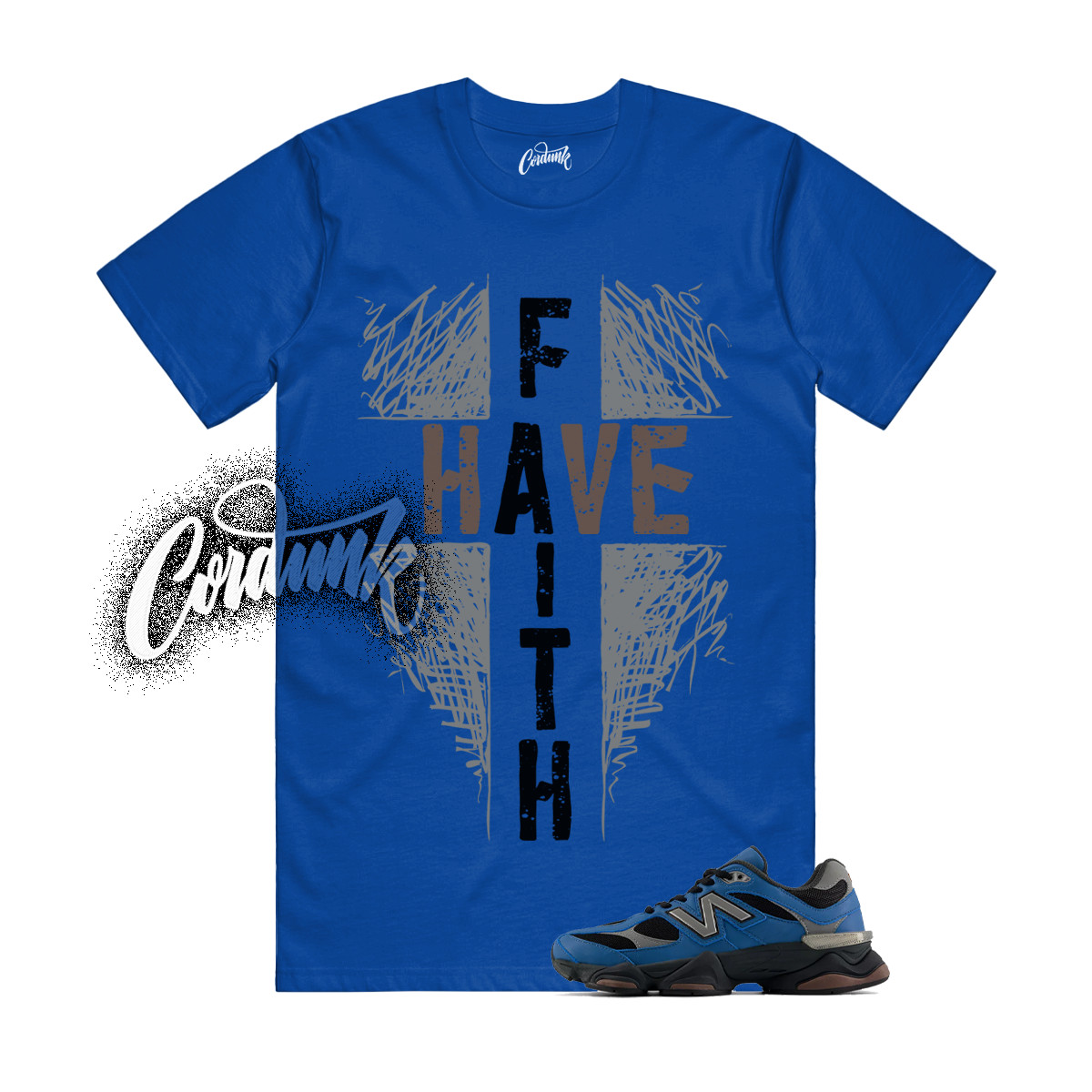 9060 Dark Royal Brown Blue Agate Black T Shirt Match F2