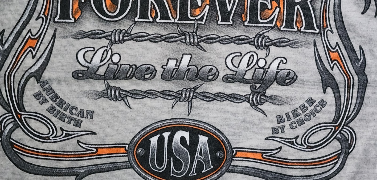 Biker Forever T- Shirt Men’s Sz Large Motorcycle Eagle USA American Tee gallery