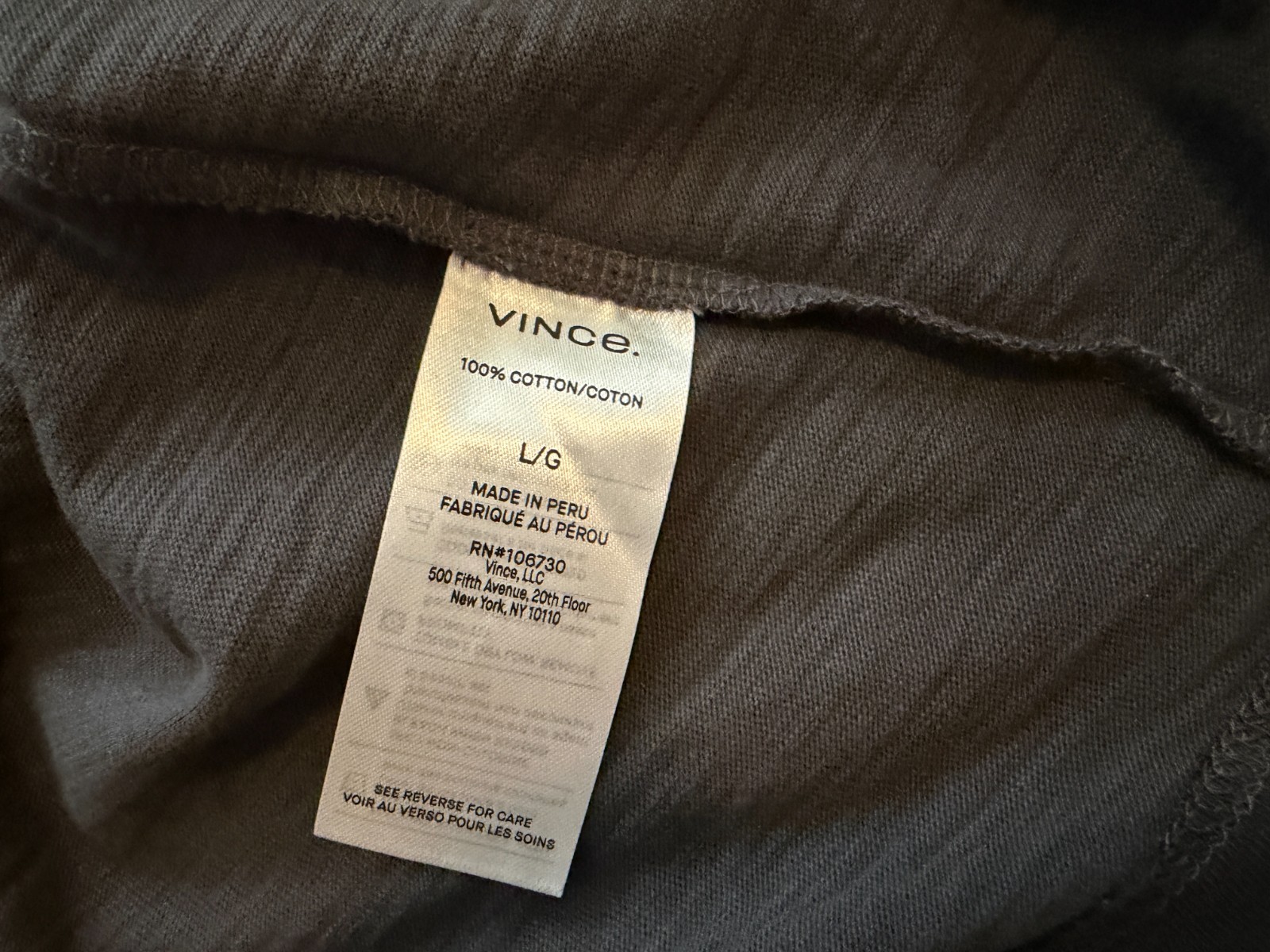 Vince sphere dark grey long sleeve henley shirt L mens NEW MS1309385 gallery