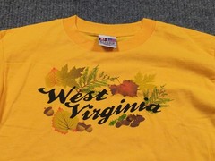 Vintage West Virginia Shirt Mens Medium Yellow Travel Y2K Bayside Heavyweight