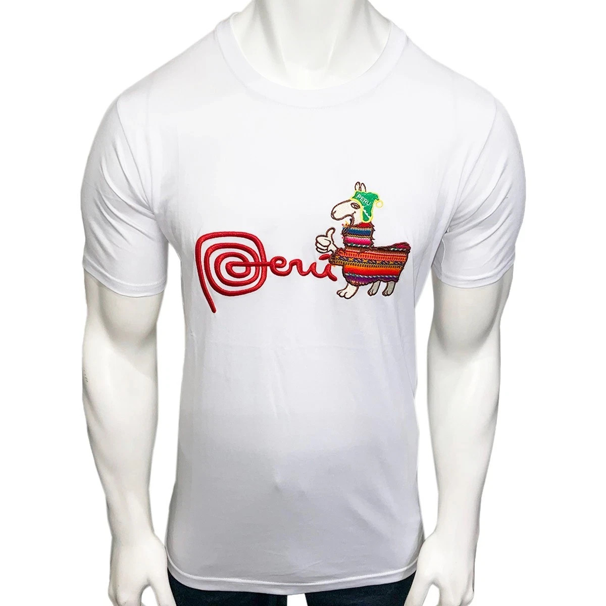 NEW PERU LLAMA ALPACA PERUVIAN PATRIOTIC EMBROIDERY MEN'S SHORT SLEEVE T-SHIRT M gallery