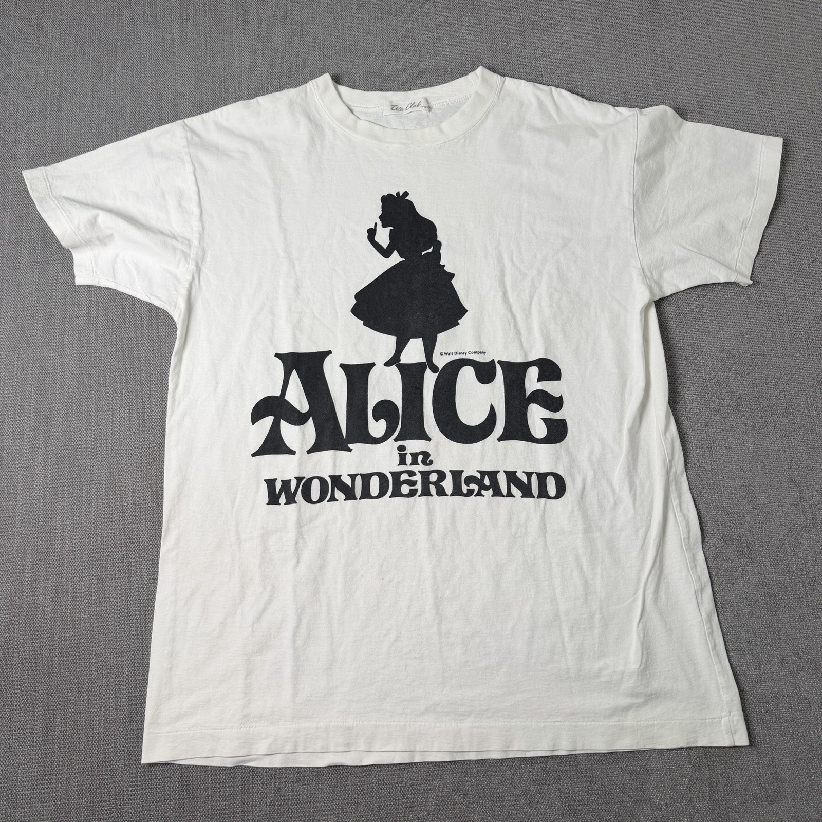 Vintage Alice In Wonderland Single Stitch Tshirt Mens Large White 80s