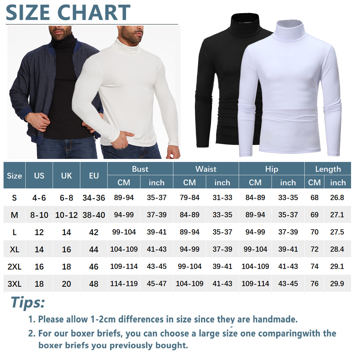 Men Pullover Turtle Neck T-shirt Slim Fit Tops Warm Winter Long Sleeve Shirts gallery
