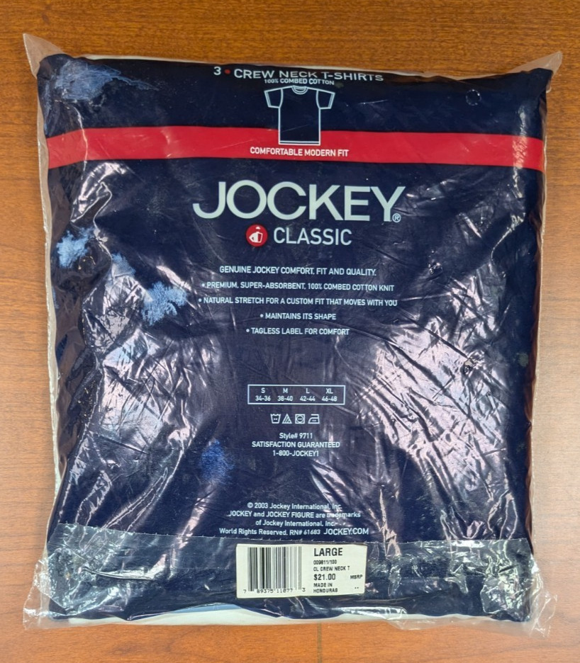 Jockey Classic Crew Neck T-Shirts 3-Pack 2003 Roomier Fit 100% Combed Cotton gallery
