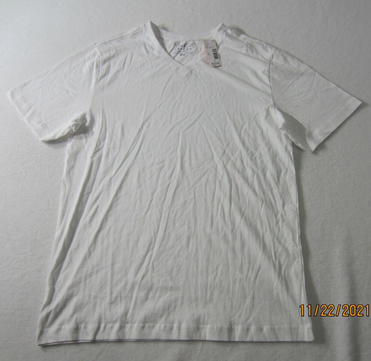 Simply Styled Shirt Mens Medium White Short Sleeve Outdoor Casual Cotton Men