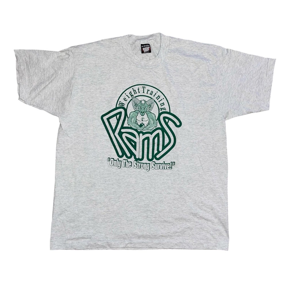 Vintage Screen Stars Weight Training Rancho Rams Las Vegas T-Shirt XL Gray 90s