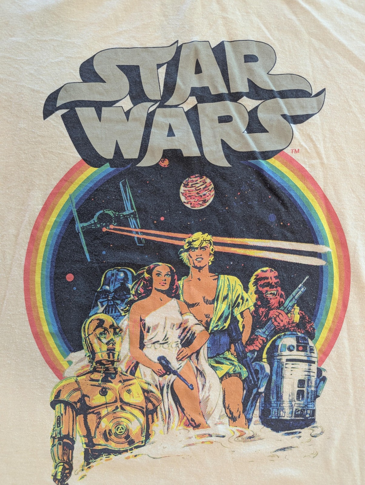 Star Wars Shirt Mens L White Retro Movie Poster Graphic Tee Luke Leia Vader gallery