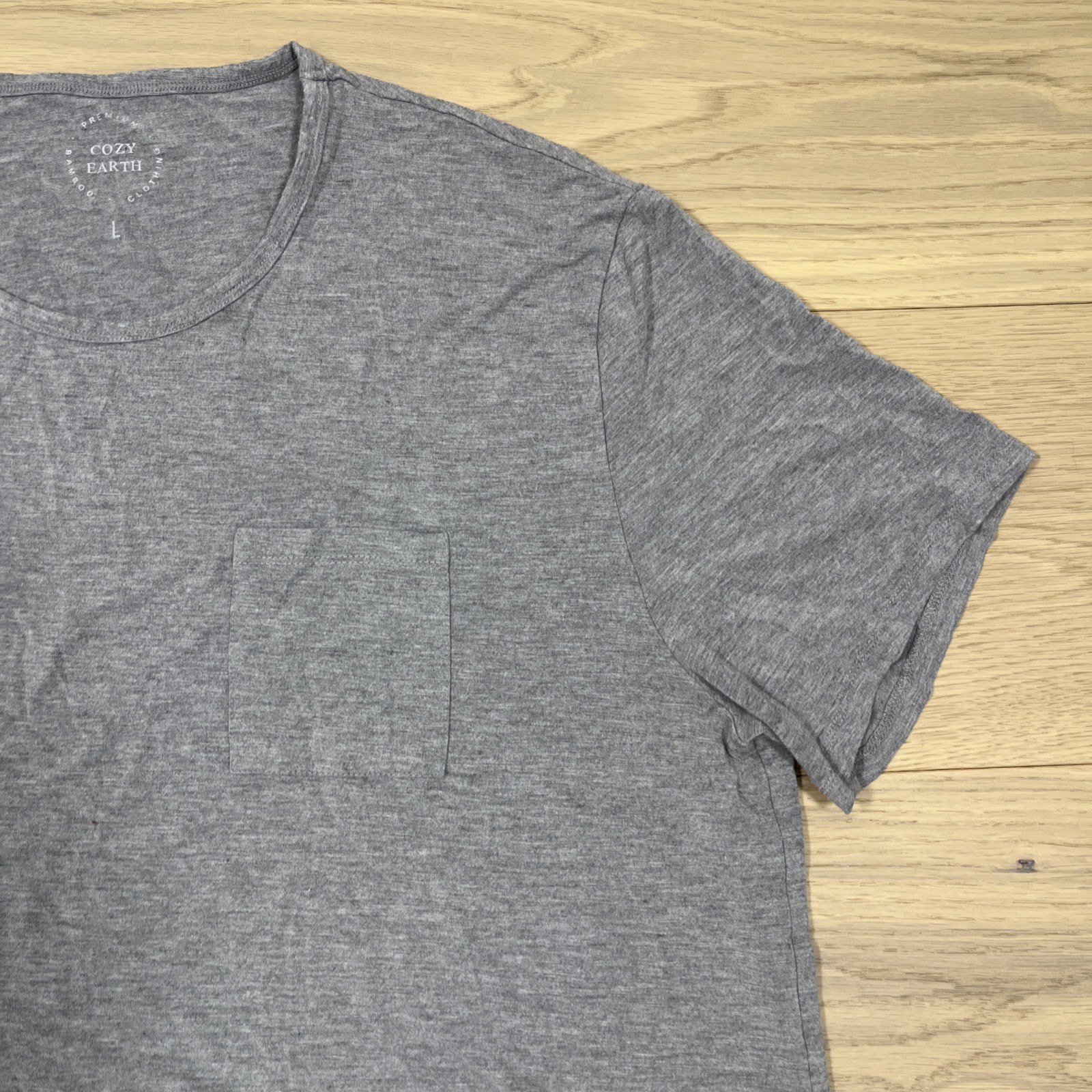 Cozy Earth Bamboo Lounge Pocket T-Shirt Tee Mens Size L Crew Neck Gray gallery