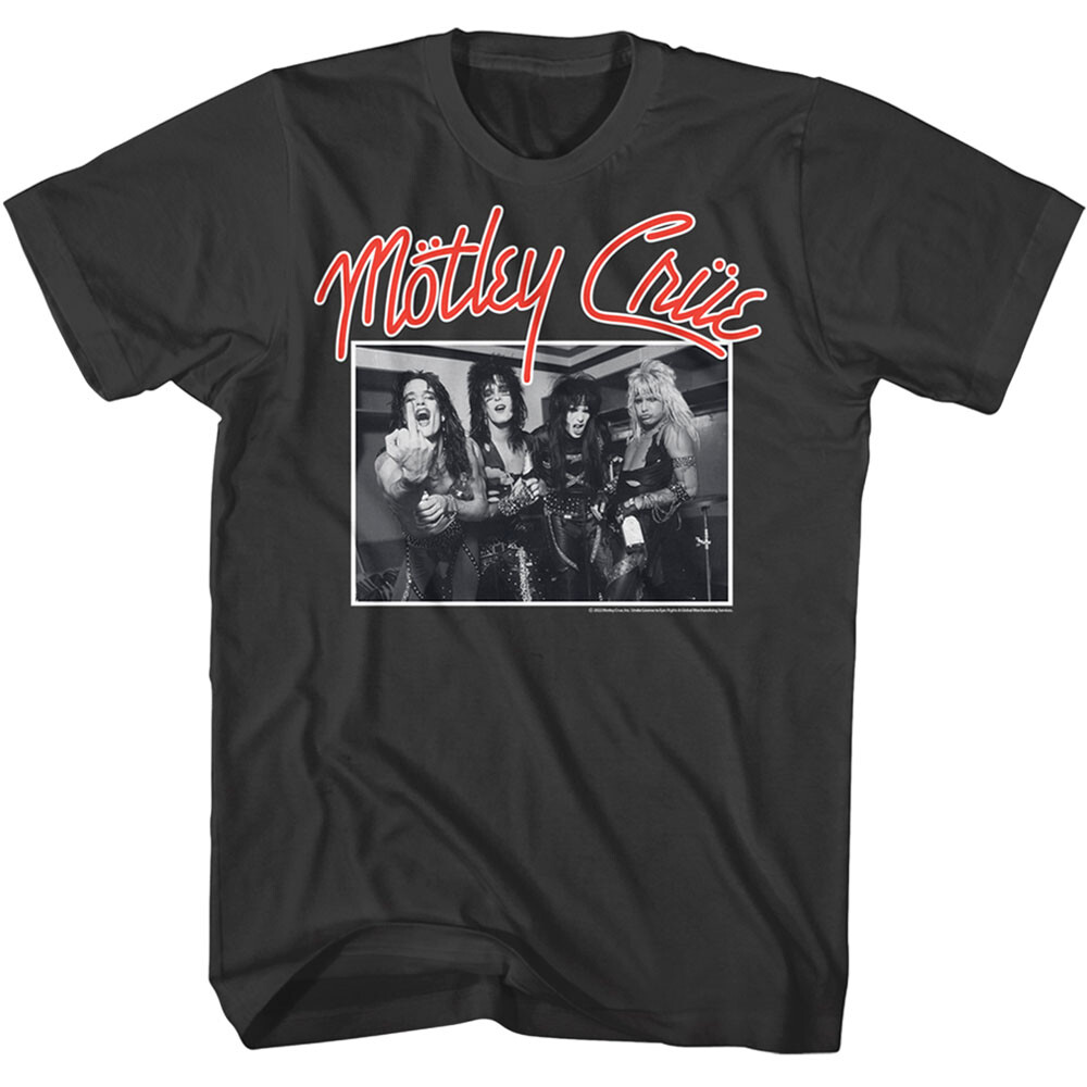 Motley Crue Back Stage Wasted Drunk Photo Men’s T Shirt Metal Band Music Merch