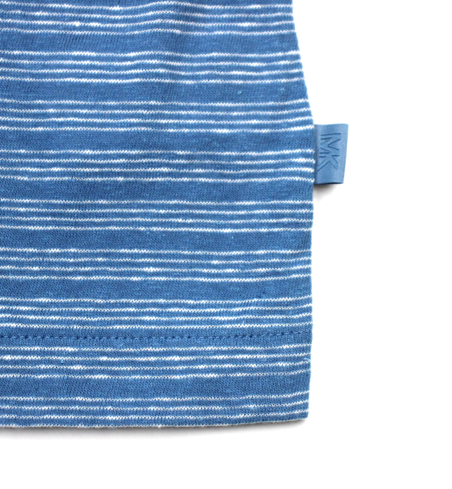 Michael Kors Shirt Mens Large Steel Blue Striped Linen Cotton Crew Neck Tee NWT gallery