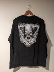 Hot Leathers Dual Skull Flames Graphic Long Sleeve T-Shirt Black XL Biker Men’s