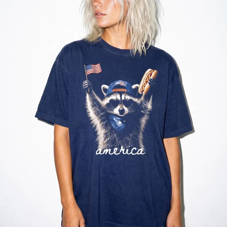 Feral & Free Racoon Shirt, 4th of July Shirt, Independence Day Shirt gallery