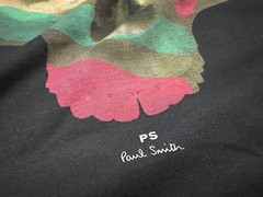 PAUL SMITH DEEP NAVY T-SHIRT / TOP 100% ORGANIC COTTON SKULL PRINT NWT SZ- L