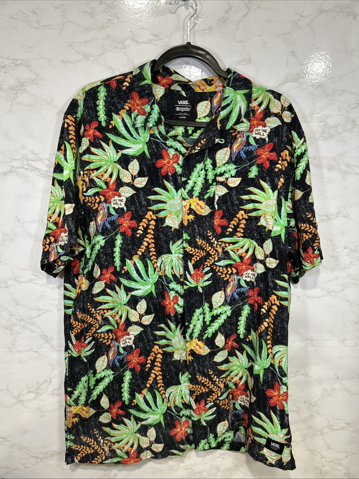 VANS Crayola Floral Tropical Hawaii Men Button Down Shirt VN0A7PNEFS8 Sz Large