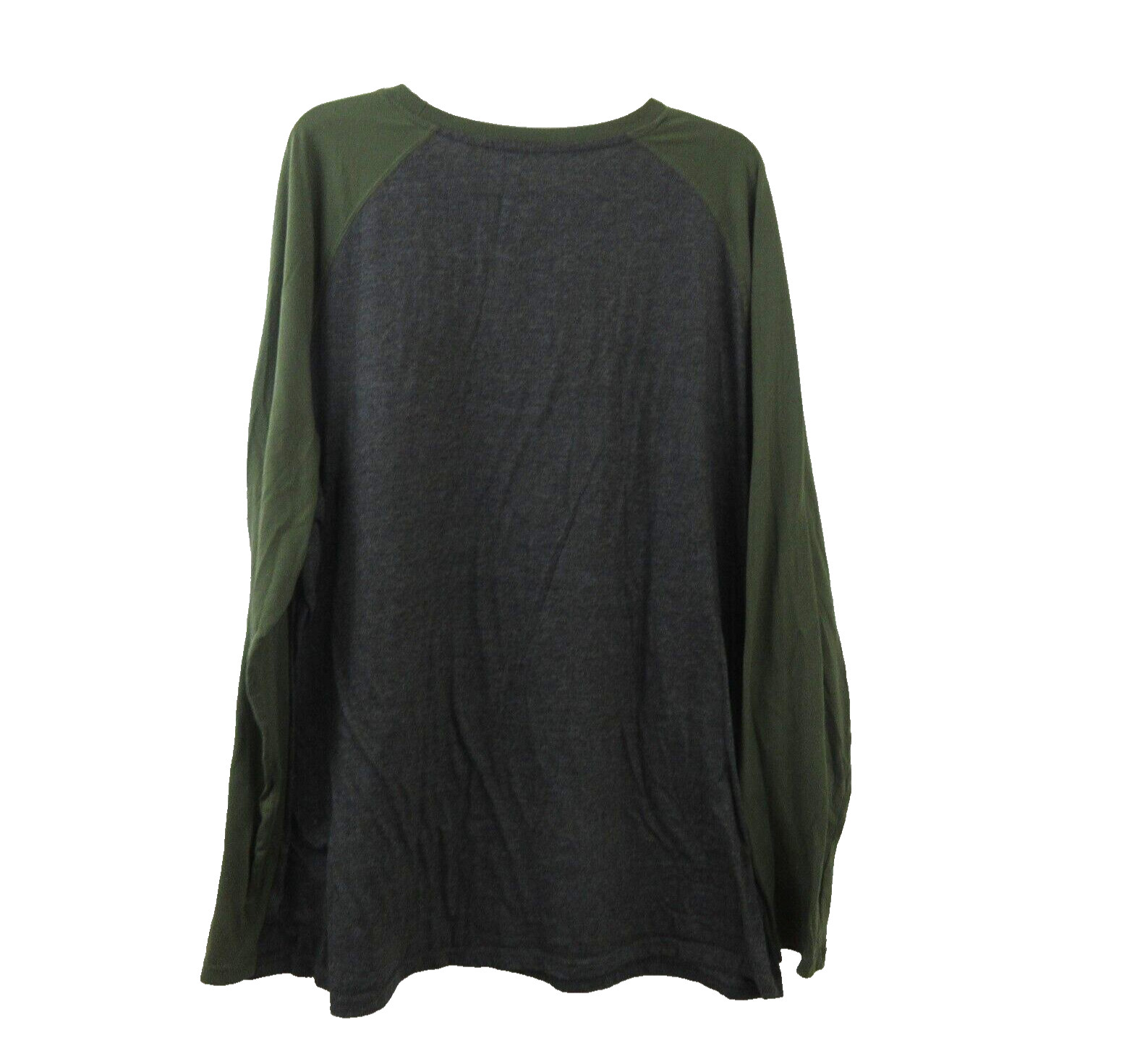 George T-Shirt Mens 3XL (54-56) Crew Neck Baseball Long Sleeve Gray Green Tee gallery