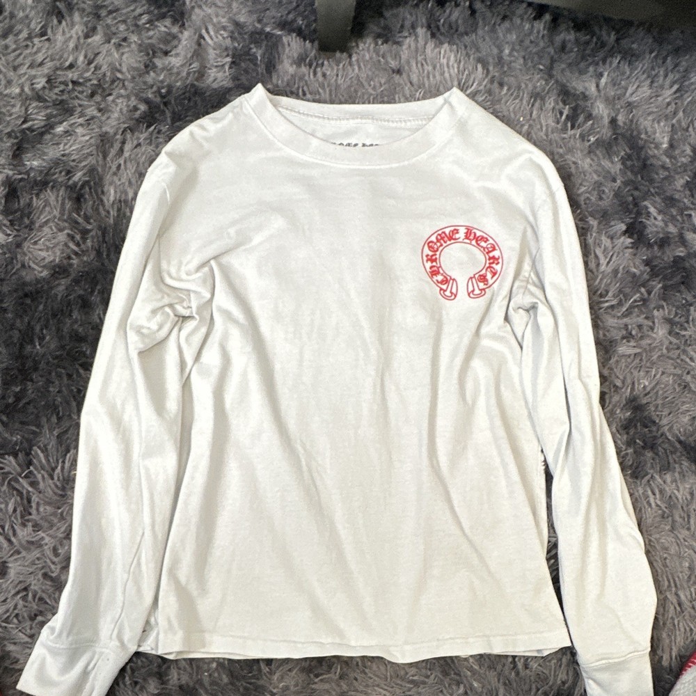 Chrome Hearts Horseshoe Graphic Long Sleeve Crew Neck T-Shirt White Men’s L