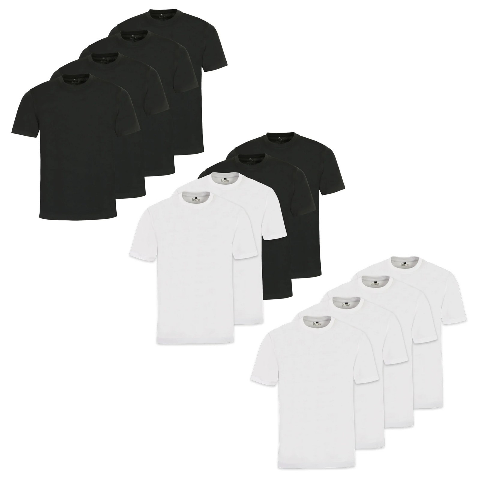 Hajo Men’s T-Shirt, 4 Pack – Basic, Short Sleeve, Round Neck, Cotton, Solid