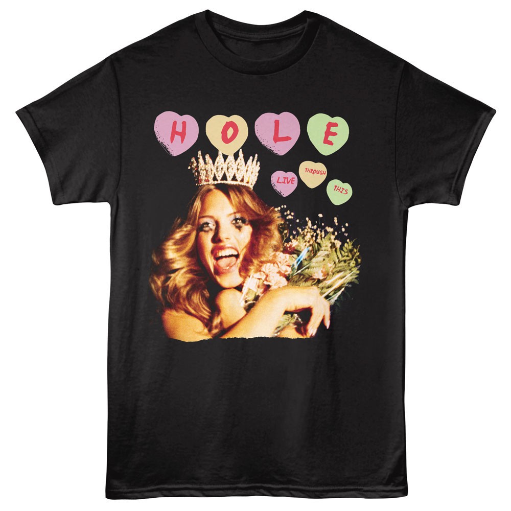 Hole Courtney Love Live Through This Candy Hearts Men's T Shirt Grunge Rock gallery