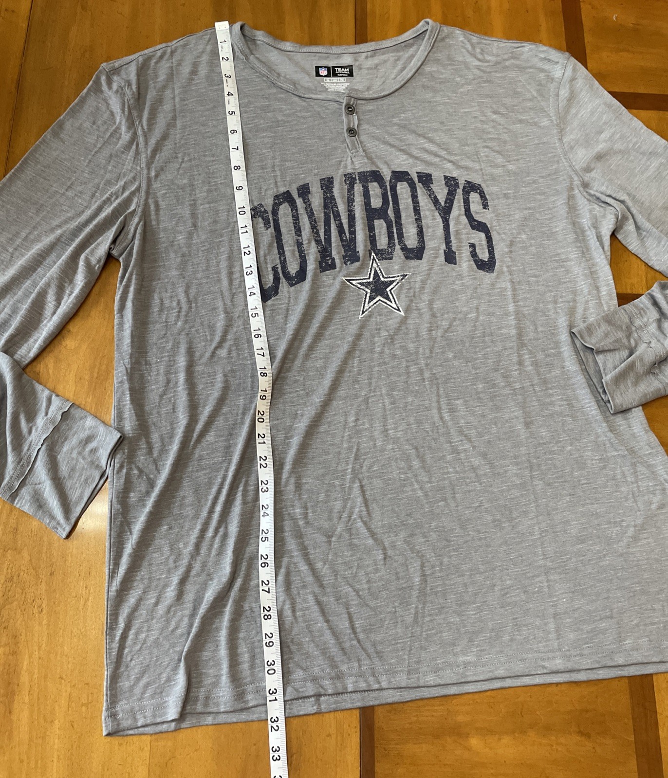 NFL Dallas Cowboys Team Apparel Mens XXL Lightweight Gray L/S Henley Shirt NEW gallery