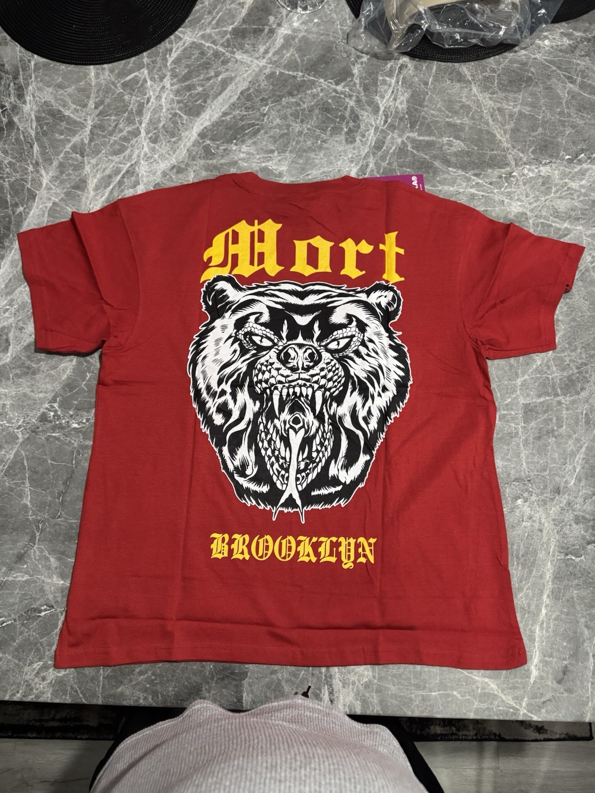 Mishka Red Mort Brooklyn Keep Watch Graphic Logo Crew Neck Men's T-Shirt L gallery