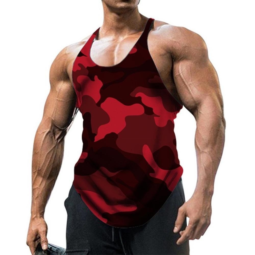 Men Gym Vest Racerback Bodybuilding Muscle Stringer camouflage Tank Fitness Tops gallery