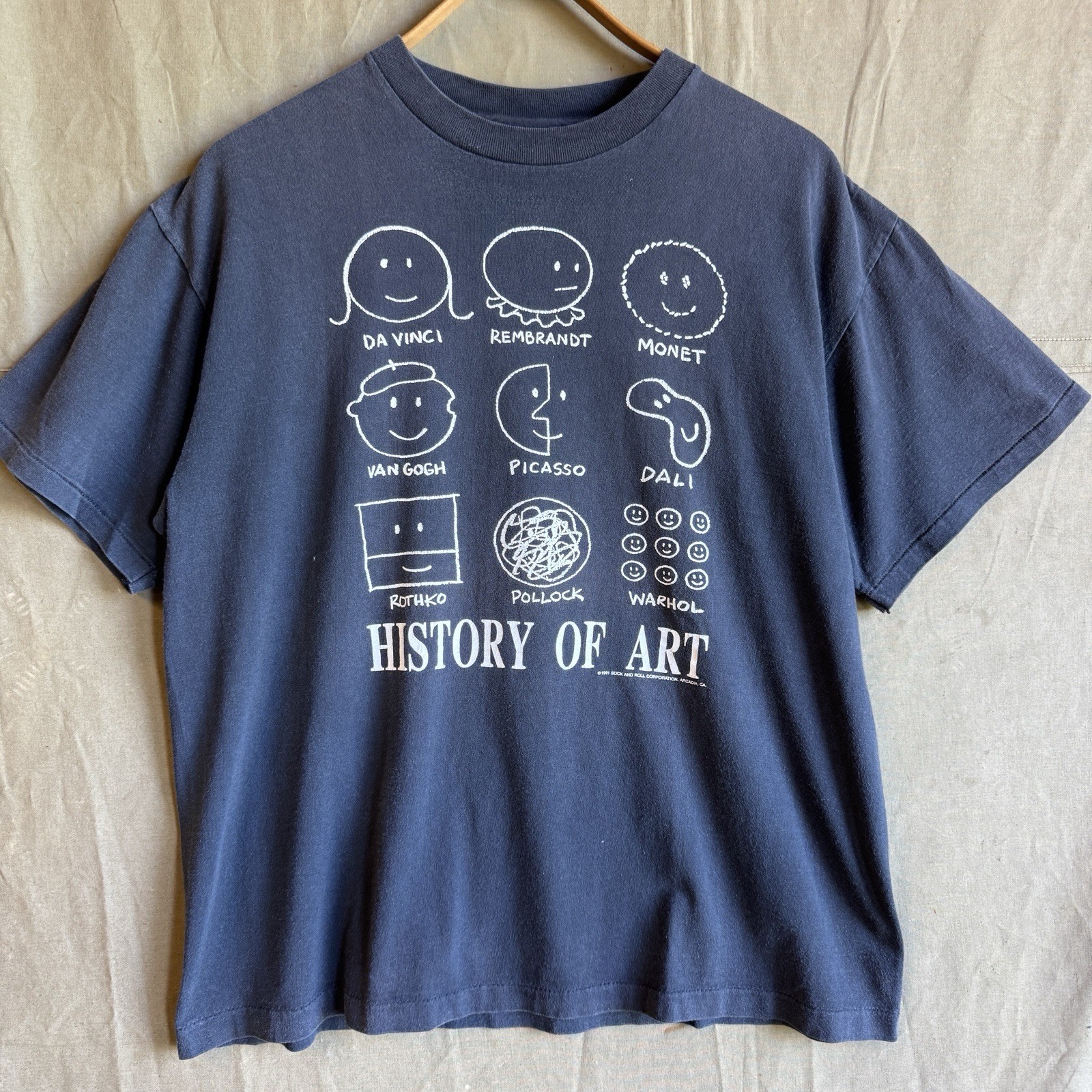 Vintage 90s History of Art Picasso Dali Pollock Warhol Single Stitch Shirt Sz XL