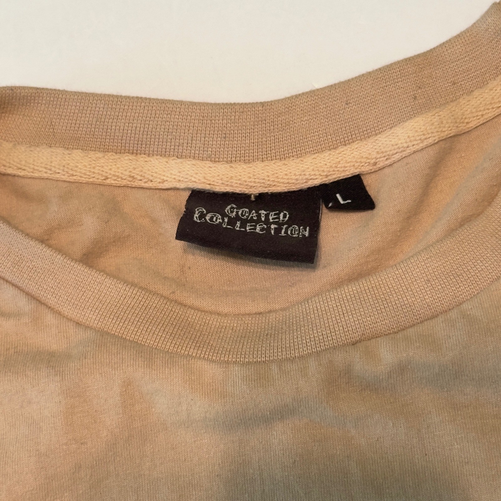 Goated Collection Tan Graphic T-Shirt Mens Large Streetwear Goat Rose Chain Tee gallery