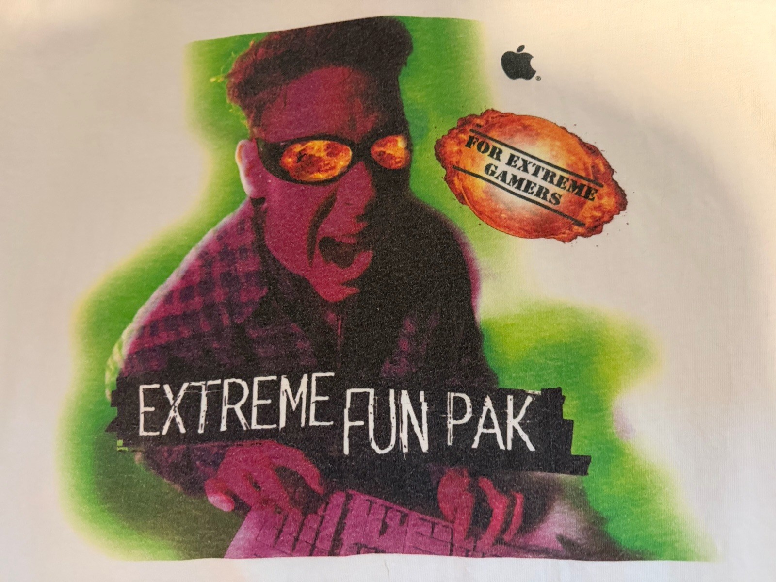 Vintage 90s Apple Computers 1st Promo Gaming Shirt Extreme Fun Pak Red Logo Sz L gallery