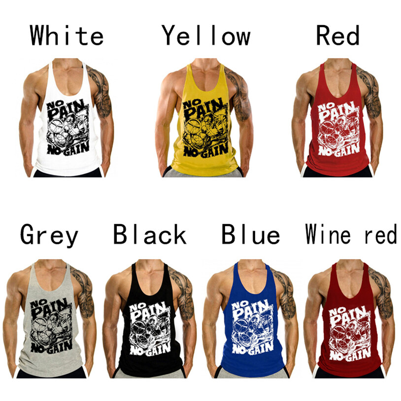Gym singlets fitness- Men's Tank Top for Workout - Stringer No Pain No Gain gallery