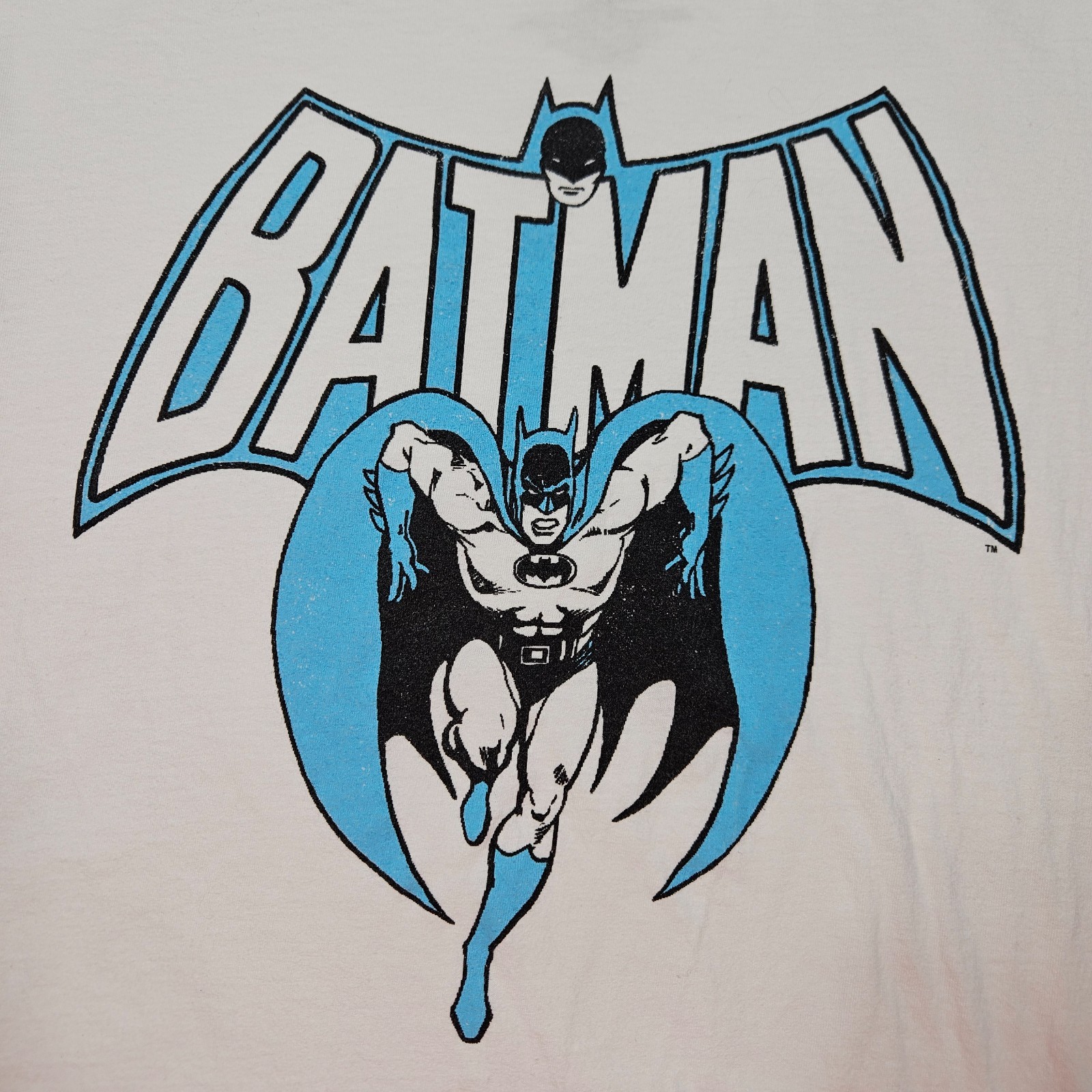 Retro Batman Small Tee Shirt White DC Comics Blue and Black Graphic gallery