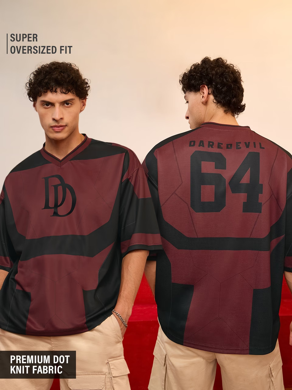 Marvel Daredevil Oversized Jersey Graphic Printed Breathable Lightweight T-shirt