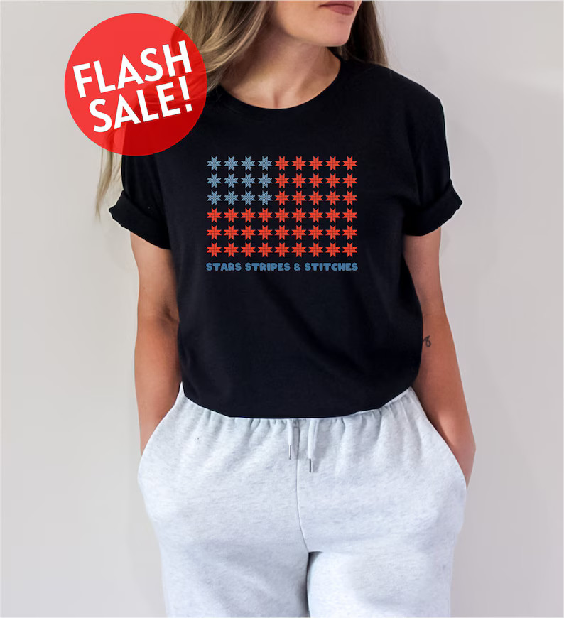 Patriotic Flag Quilt Design Comfort Tee Shirt USA Qu gallery