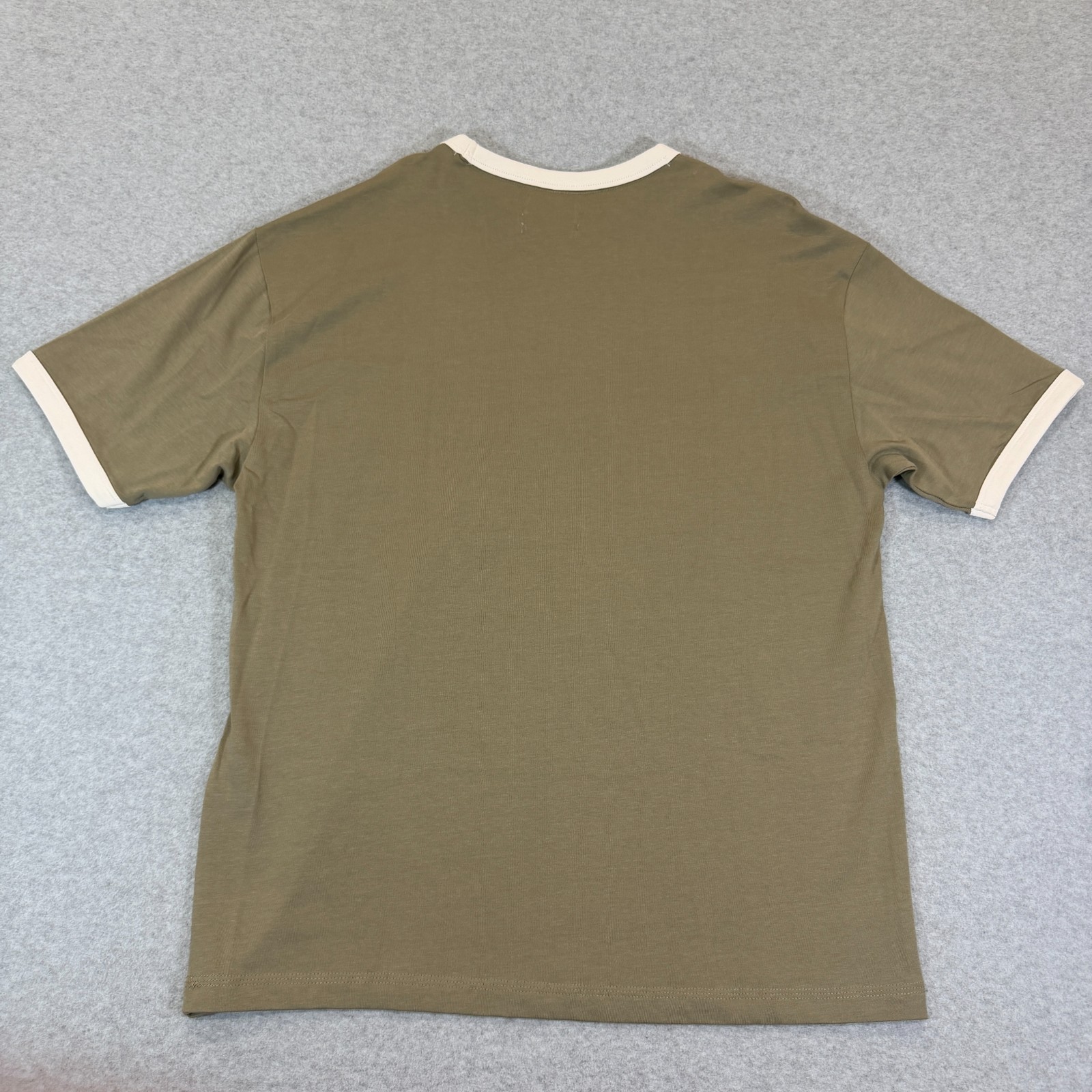 Pipeline Mens Ringer T-Shirt M Silver Sage Green Oversize Fit 100% Cotton NWT gallery