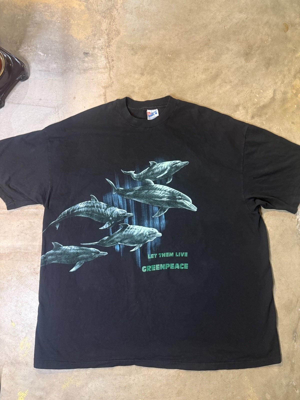 Vintage 90s Greenpeace Let Them Live Dolphin T Shirt XXL USA Made Single Stitch gallery