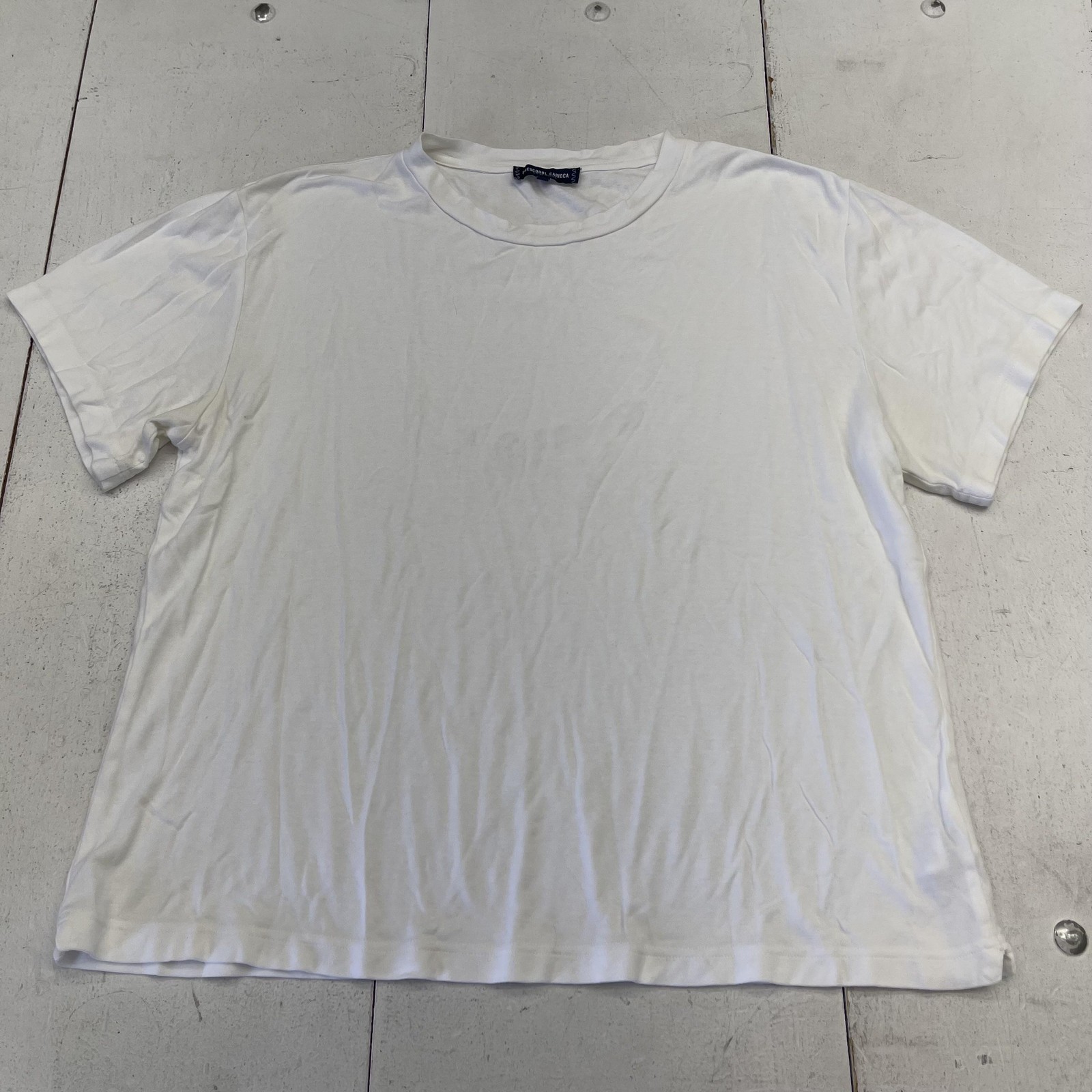 Frescobol Carioca Shirt Mens Medium White Tencel Cotton Linen Crewneck Tee