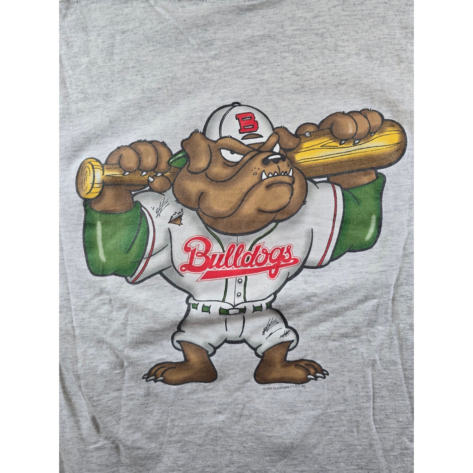Vintage Madison Bulldogs Baseball Shirt Mens XL Cartoon USA Made 1995 90s *Read gallery