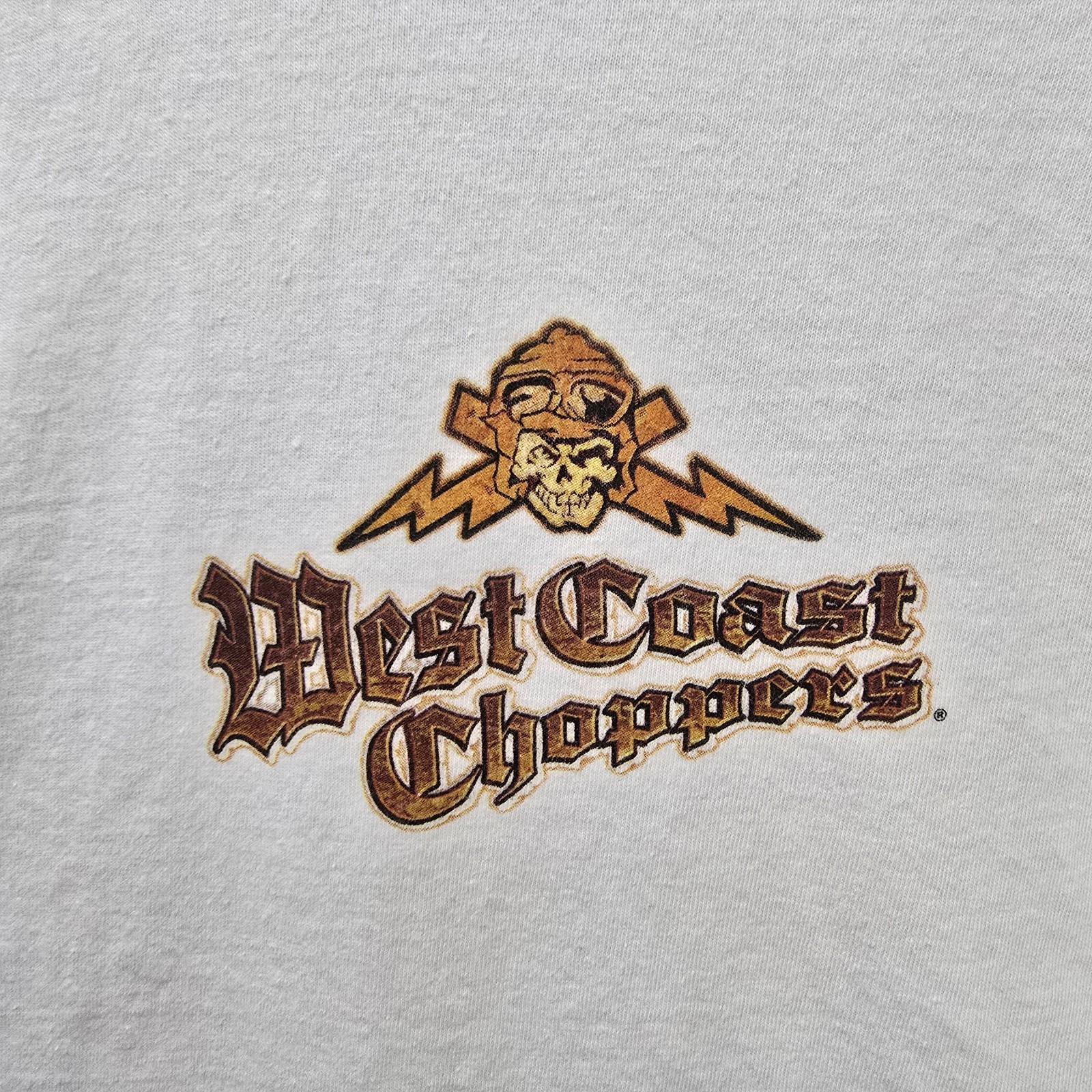 Vintage West Coast Choppers Shirt Mens XL White Skeleton Biker Y2K Grunge gallery