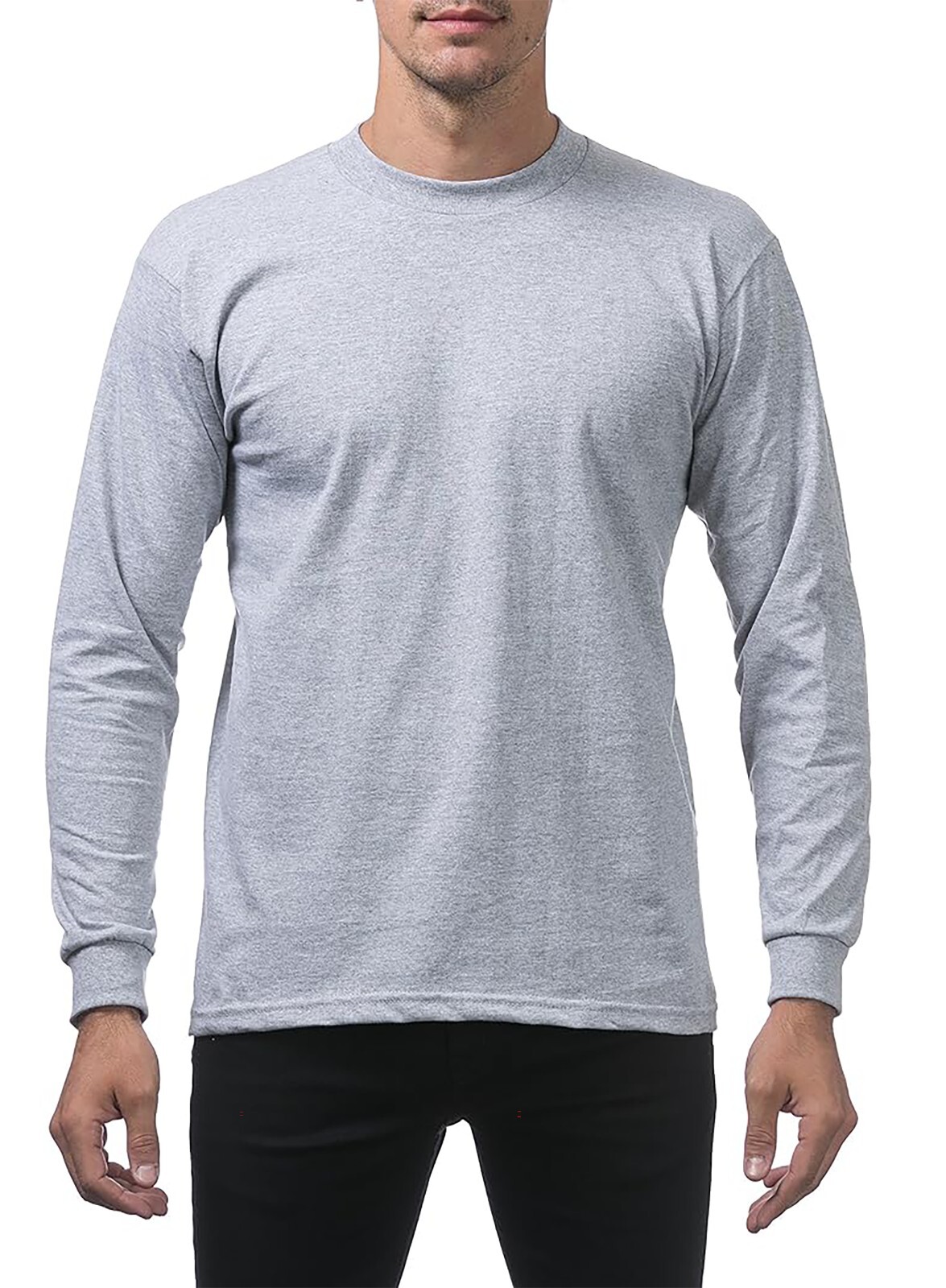 Pro Club Men's 3-Pack Heavyweight Cotton Long Sleeve Crew Neck T-Shirt gallery