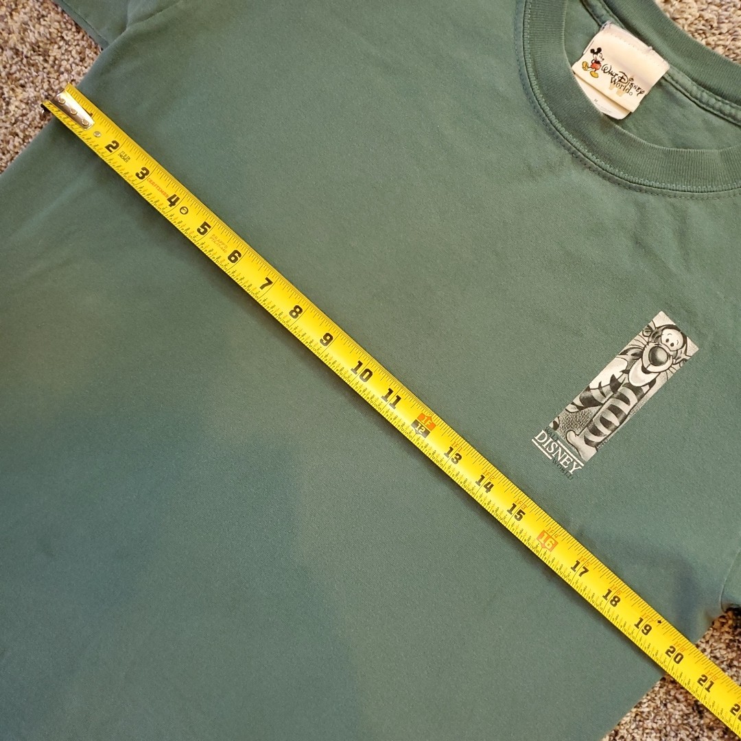 VTG Disney World Mens Medium Faded Green Tigger T-Shirt Double Sided 100% Cotton gallery