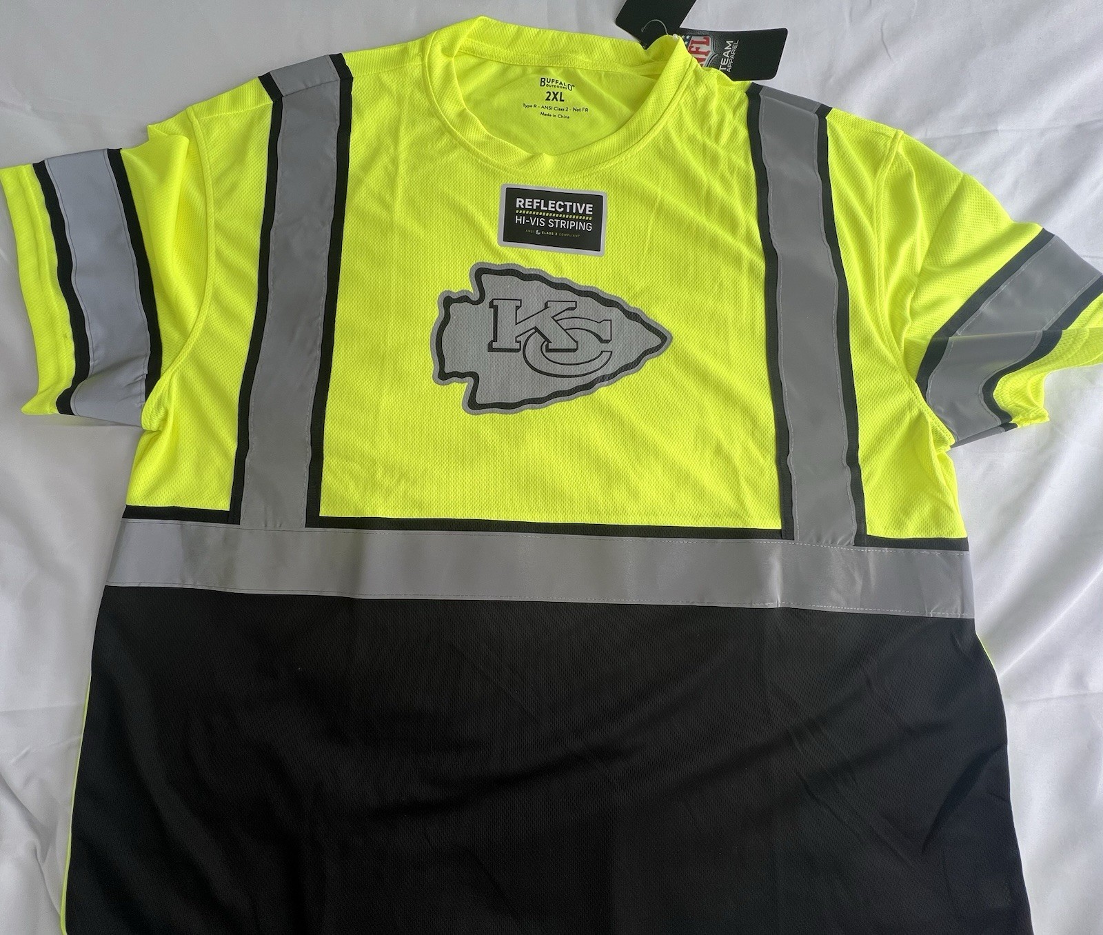 NFL Kansas City Chiefs Hi-Vis Safety T-Shirt 2XL ANSI Class 2 Reflective gallery
