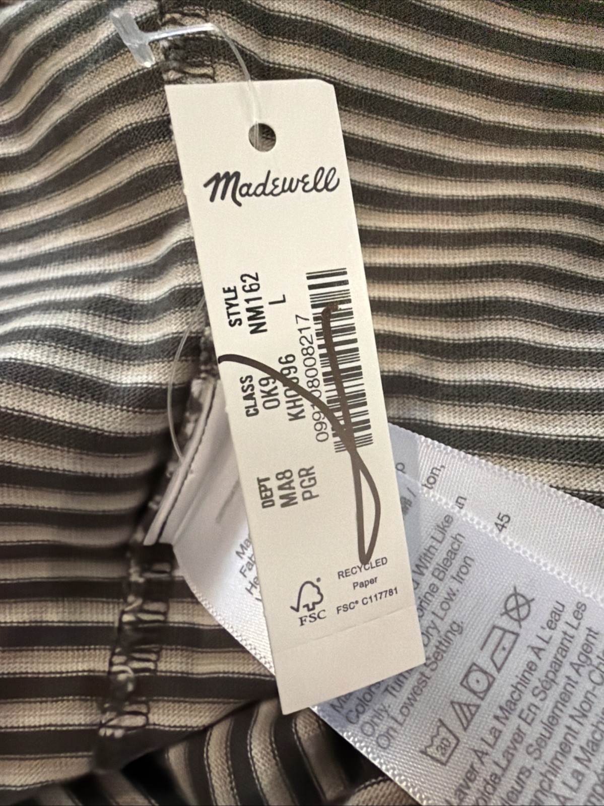 NWT Madewell Mens Garment Dyed Allday Crewneck Tee Green Stripe Size Large NM162 gallery