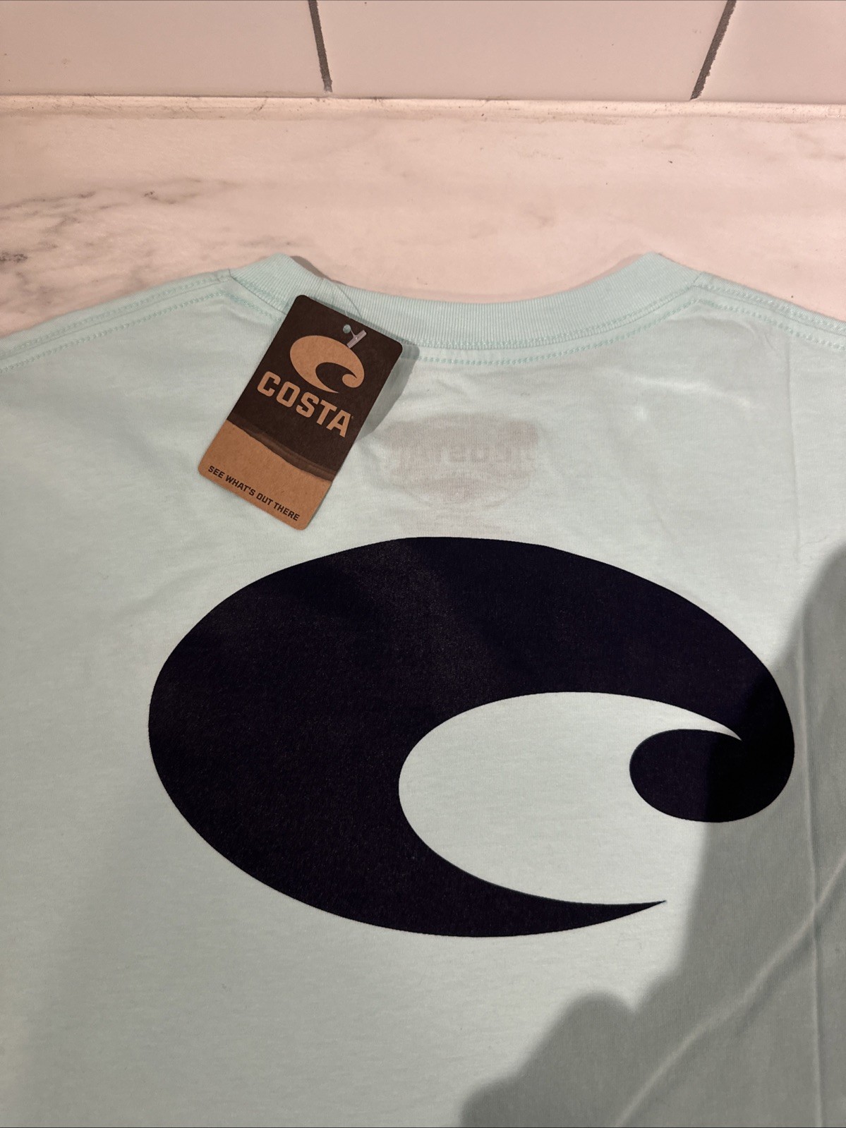 NWT Costa Mens XL Blue Graphic T Shirt Logo Fishing 100% Cotton gallery
