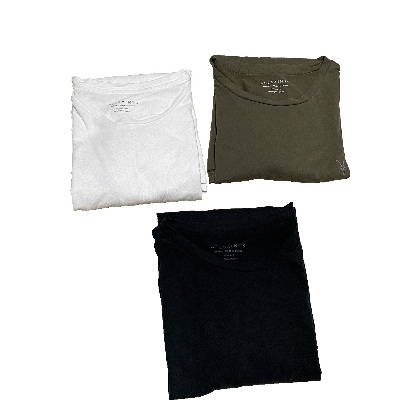 AllSaints Brace T-Shirts Mens M Short Sleeve Crewneck Cotton Ramskull Set of 3 gallery
