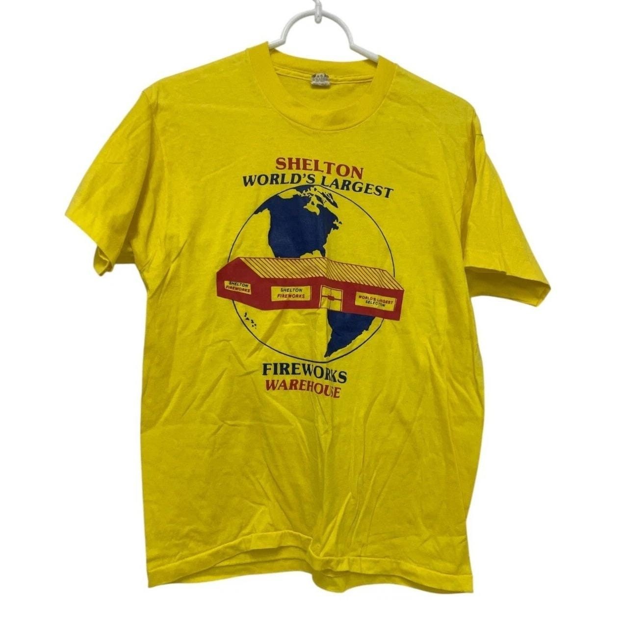Screen Stars Single Stitch Graphic Shelton Fireworks T-shirt Size L Vintage gallery
