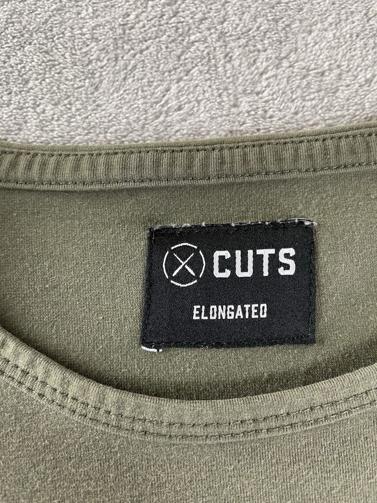 Cuts Clothing Elongated T Shirt Men Medium / S Tall Olive Green Crew Neck Tee gallery