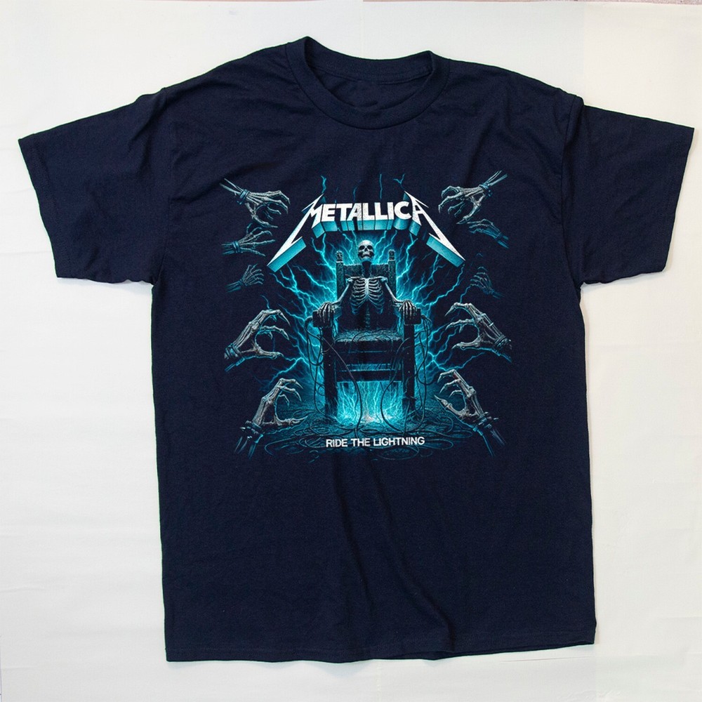 METALLICA Ride A Lightning Heavy Cotton Black Unisex T-shirt Size S-5XL