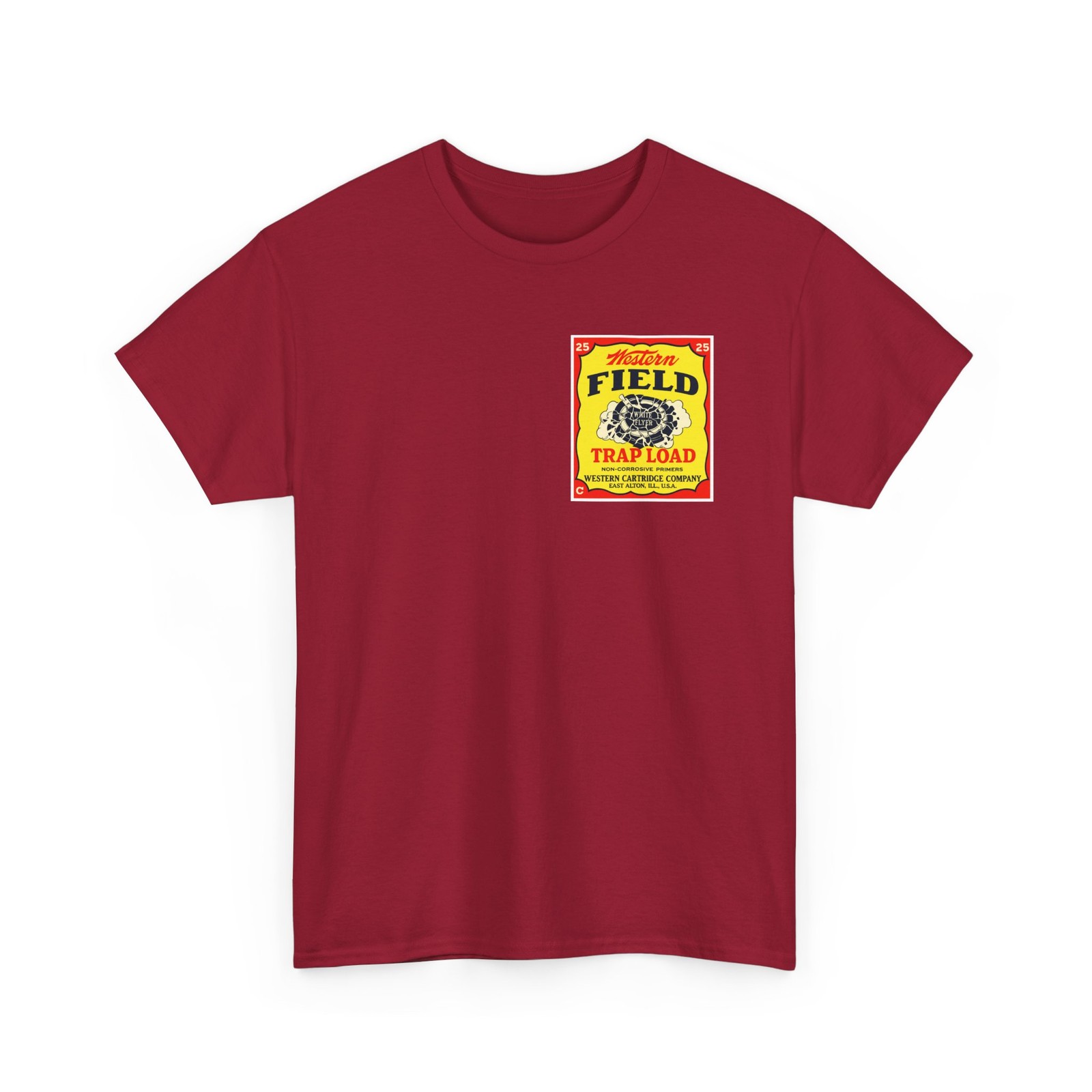 Western Field Trap Load Vintage Cartridge Gun Box Art Ammo Target Retro T-Shirt gallery