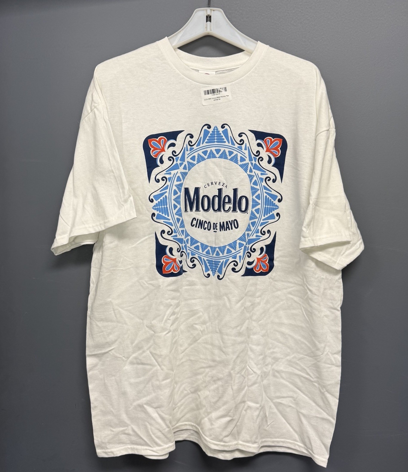 NEW Modelo Cinco De Mayo Beer Cerveza White Blue Short Sleeve T-Shirt 2XL