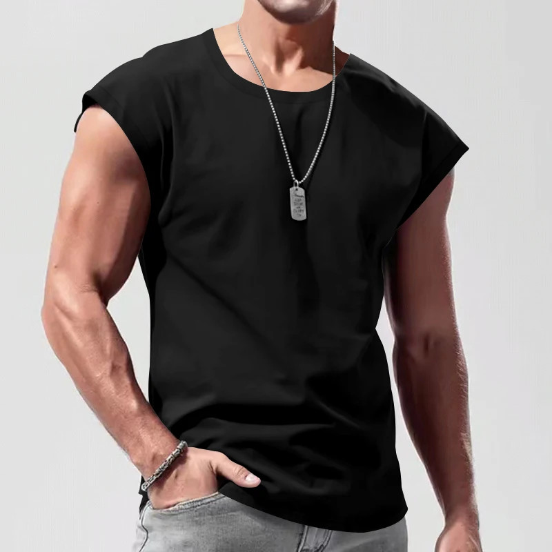 “Men’s Sleeveless T-Shirt Summer Sports Vest Casual Loose Fit Top”