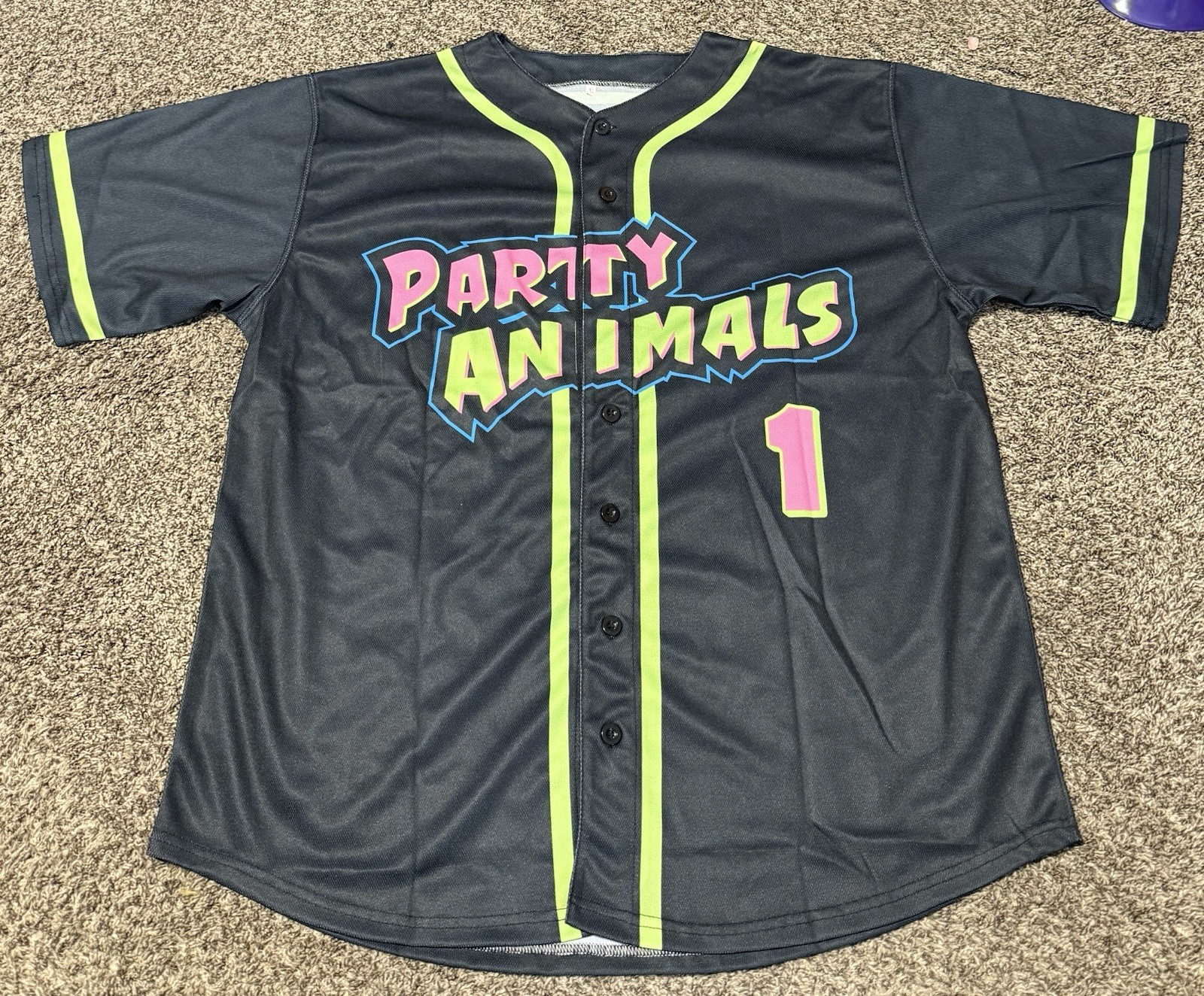 NEW Party Animals Baseball Jersey Black Savannah Bananas #1 Men’s XL gallery